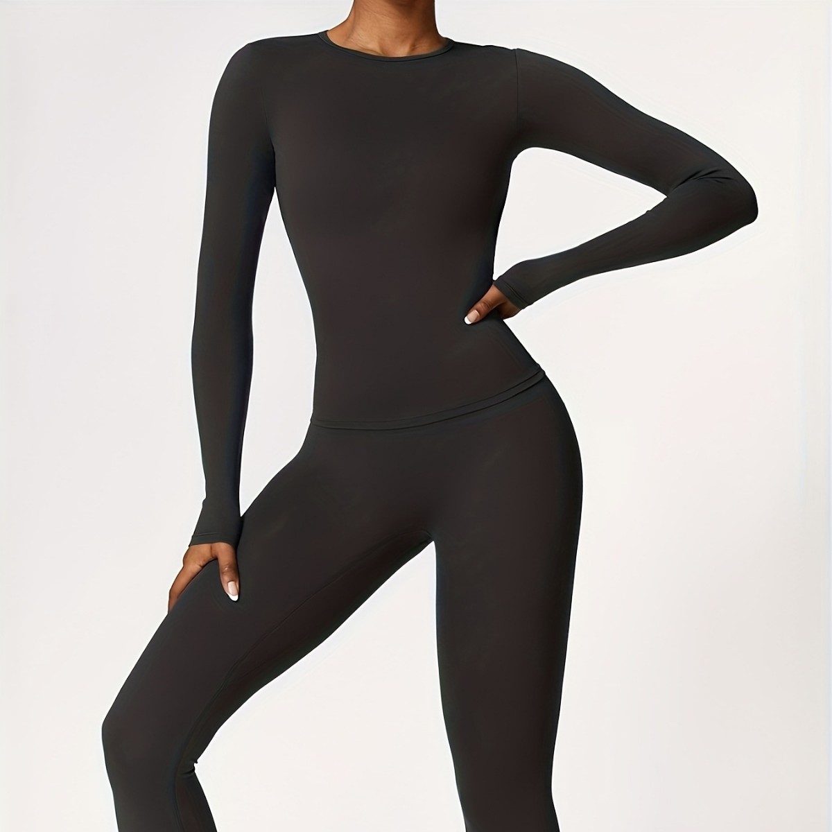Winter Clothing Women'S - Setelan yoga ketat lengan panjang untuk