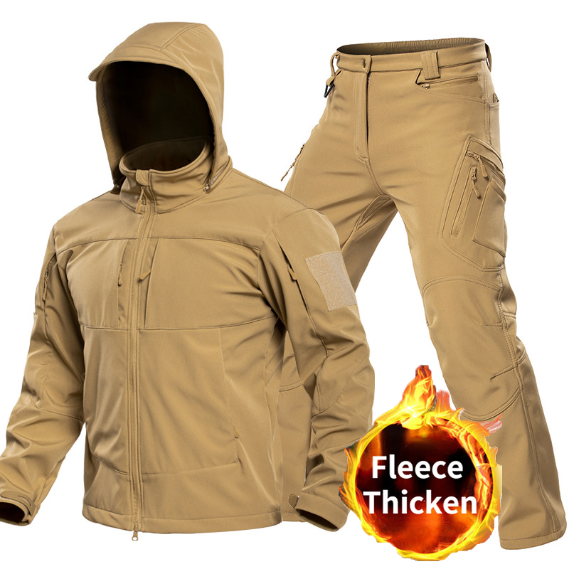 Winter Clothing Equipment - Setelan Softshell Taktis Outdoor untuk Pria,