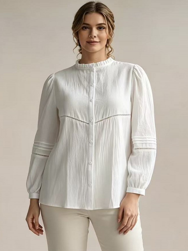 Winter Clothing For Plus Size Women - L-5XL Ukuran Besar Baju Blus Putih