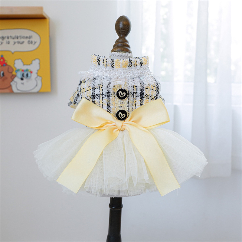 Yellow Winter Clothing - Gaun pita kuning untuk anjing mimpi