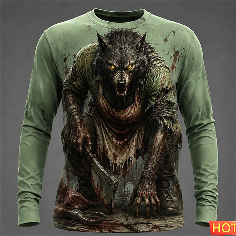 Winter Sun Clothing - Kaos Serigala Berdarah Halloween Musim Gugur