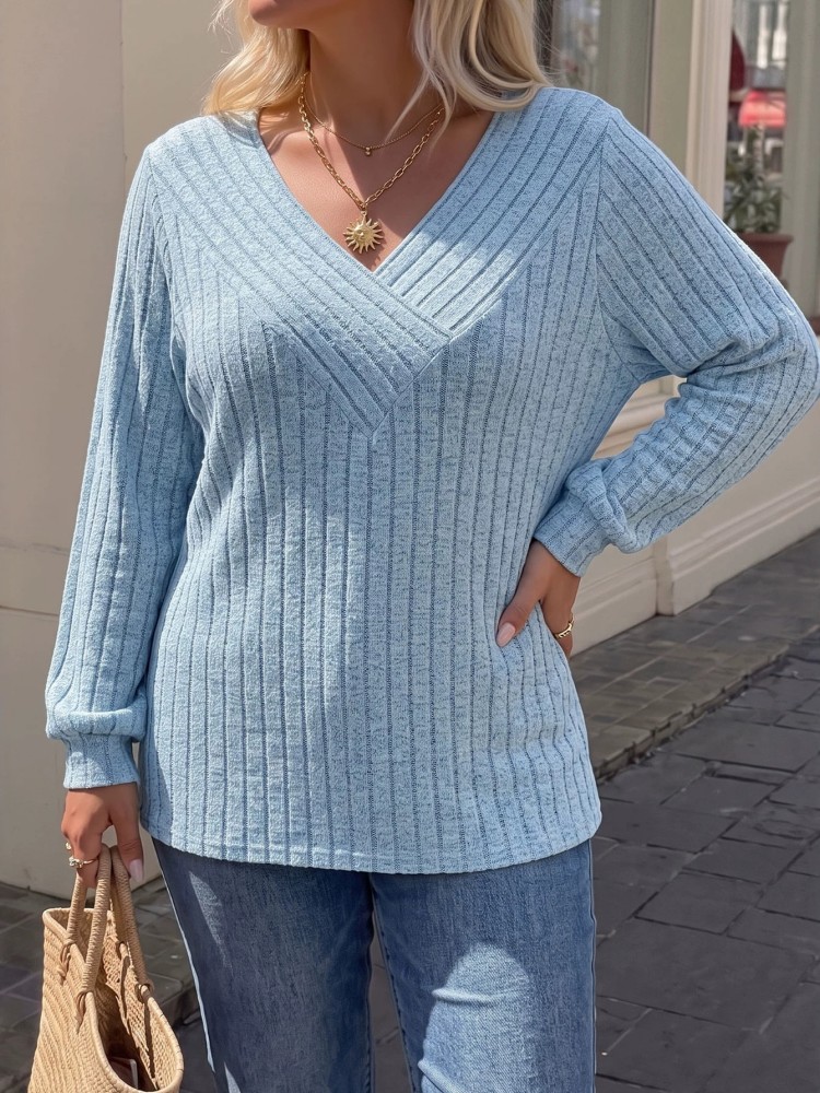 Winter Clothing For Plus Size Women - Sweter Rajut Lengan Panjang Kasual Wanita