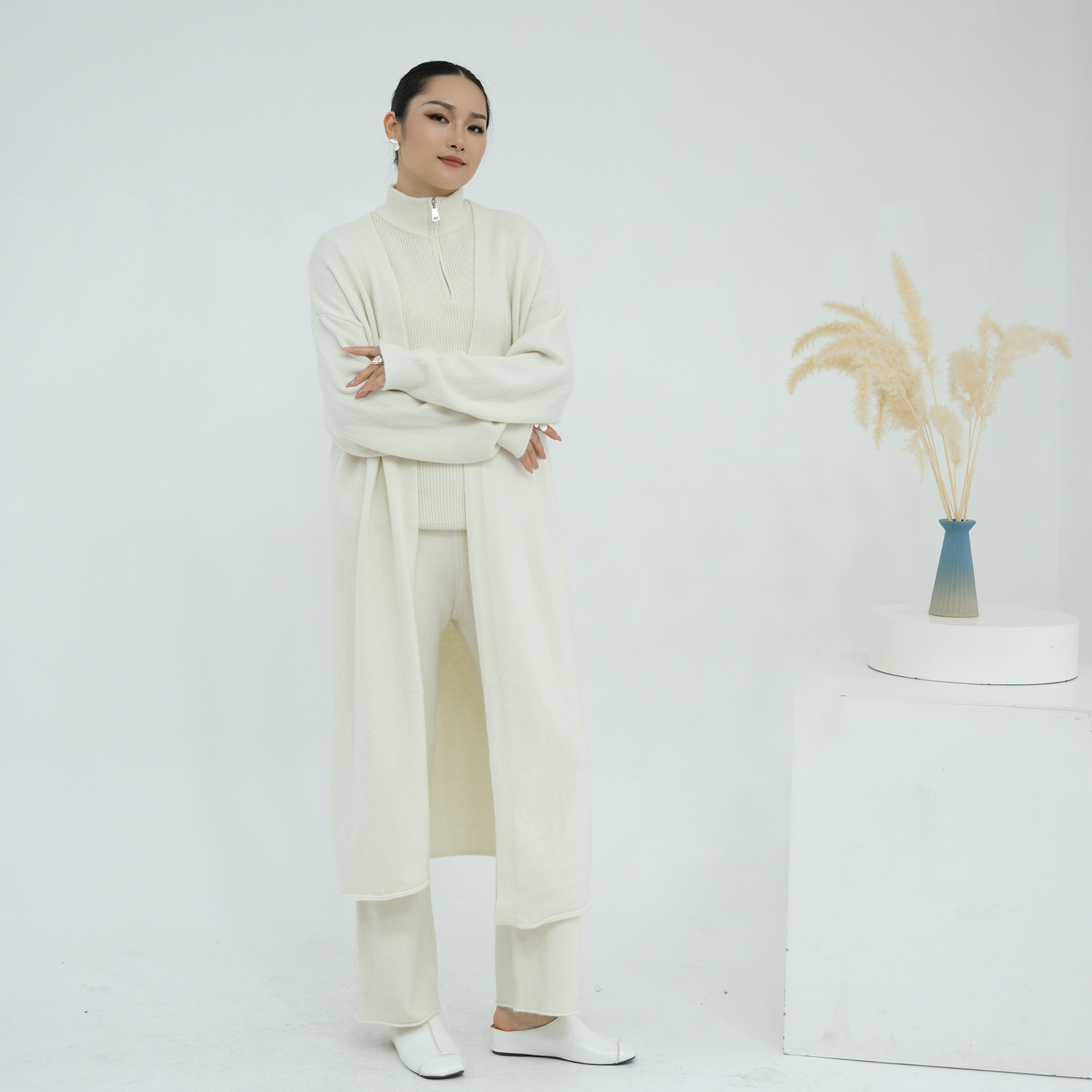 Winter Clothing Dubai - 3PCS Setelan Sweater Muslimah Wanita Atasan