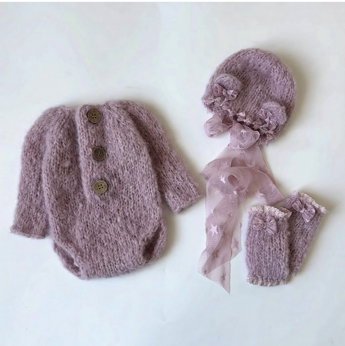 Winter Clothing For Babies - Set Romper Rajut, Topi, dan Sarung