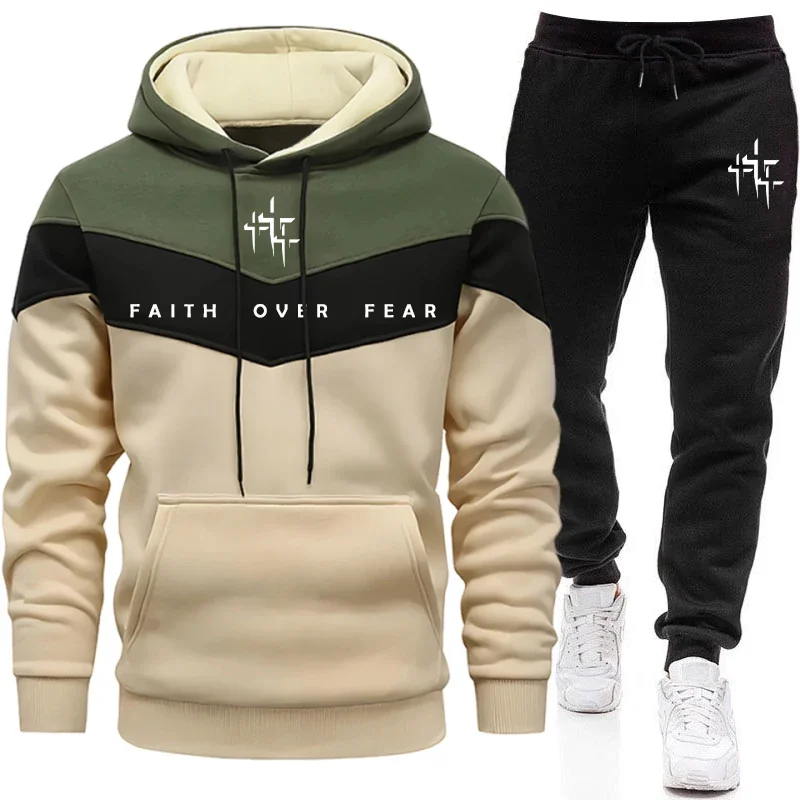 Faith Over Fear Setelan Olahra - Winter Clothing For Men ulasan dan harga
