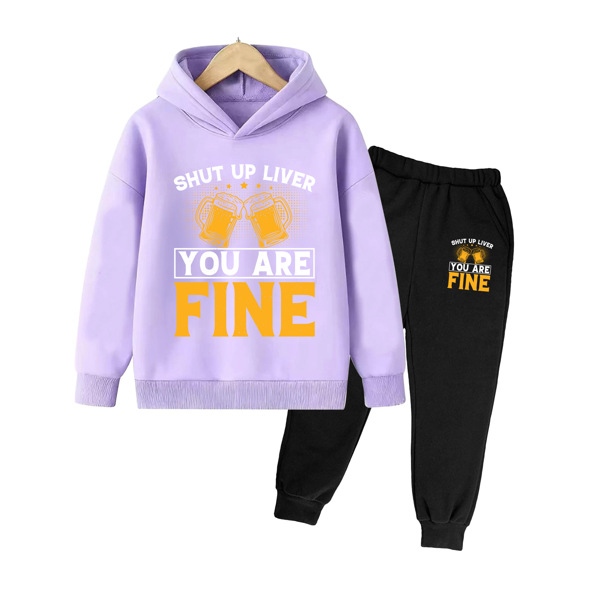 Setelan Hoodie & Celana Olahra - Yellow Winter Clothing ulasan dan harga