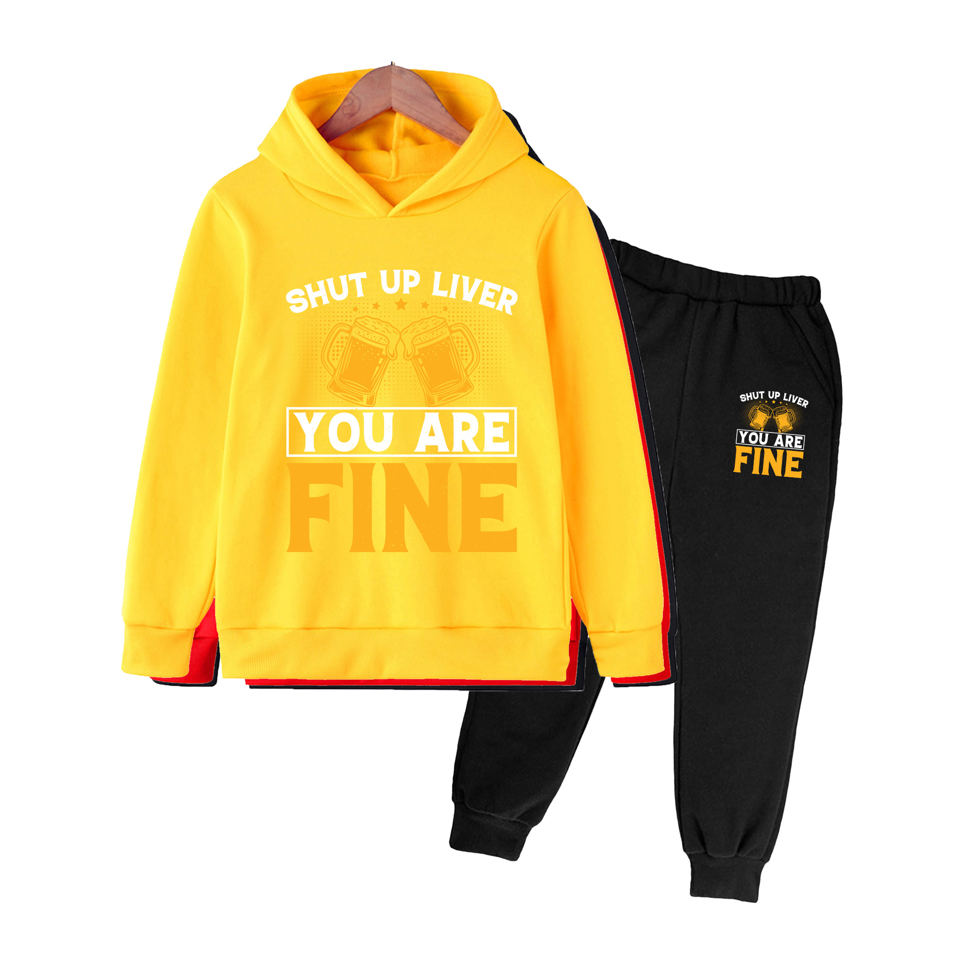 Setelan Hoodie & Celana Olahra - Yellow Winter Clothing ulasan dan harga
