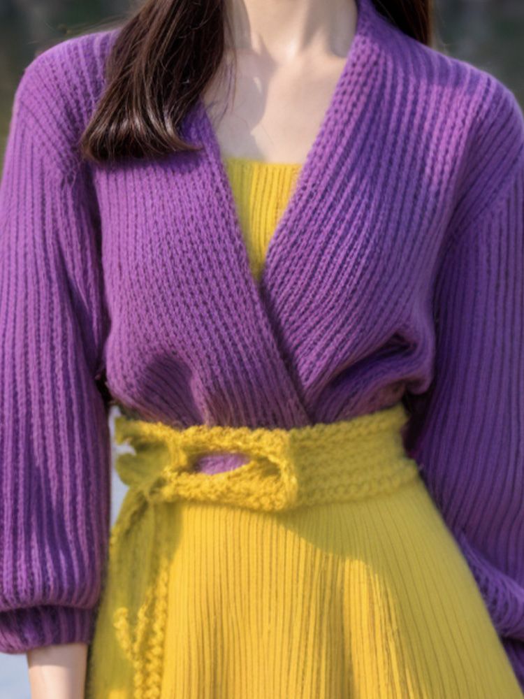 Gaun sweter panjang pergelanga - Yellow Winter Clothing ulasan dan harga