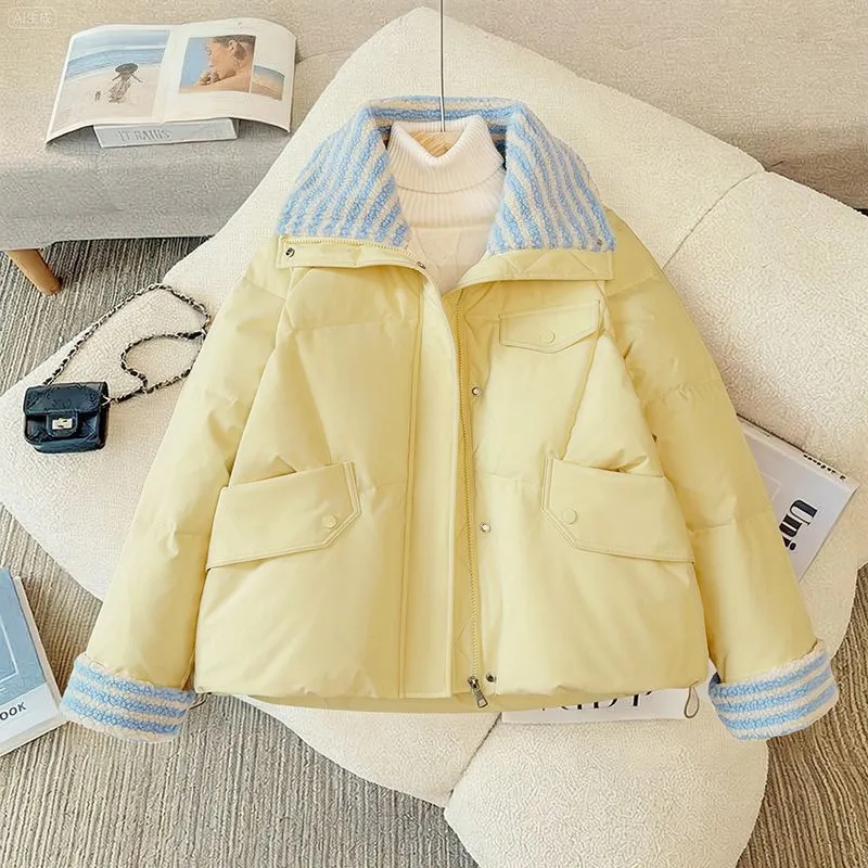 Jaket Katun Wanita Pendek 2025 - Yellow Winter Clothing ulasan dan harga
