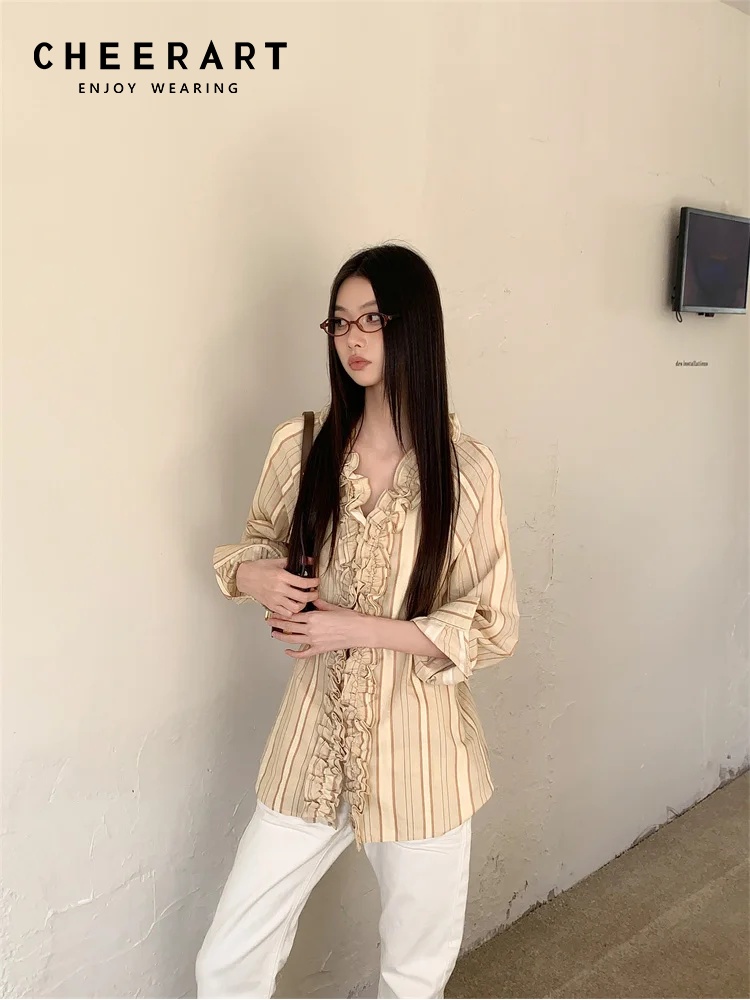 CHEERART kemeja desainer baju  - Yellow Winter Clothing ulasan dan harga
